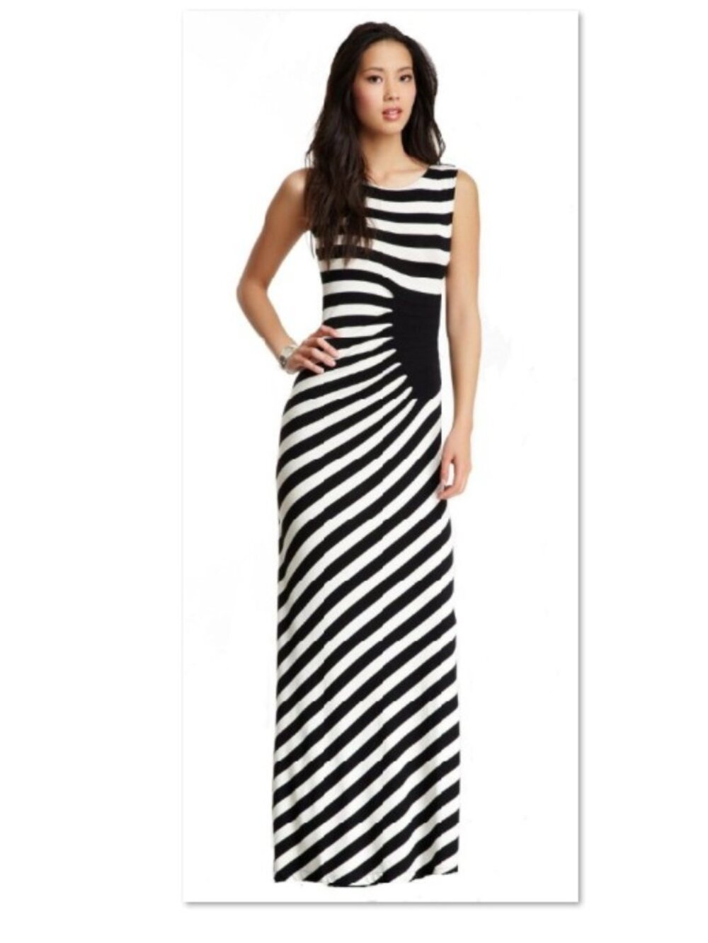 Trulli Asymmetrical Stripped Maxi Dress